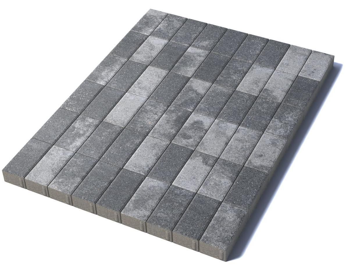 Тротуарная плитка Прямоугольник 200х100х60 мм, гранит, Антрацит
